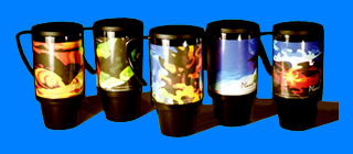 New Travel Mug Art Collection from Planet Squared.  NEW FOR 2005!